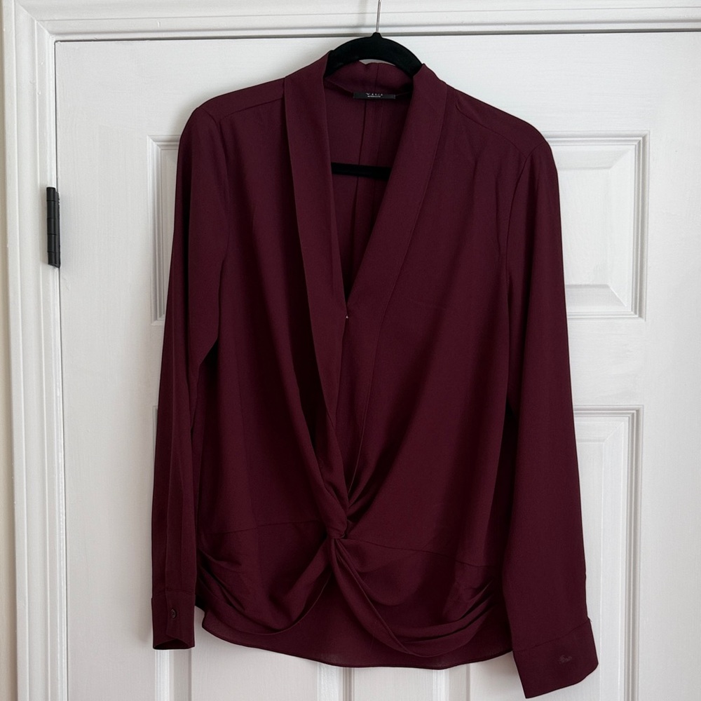 Vici Deep Wine Twist Front Blouse